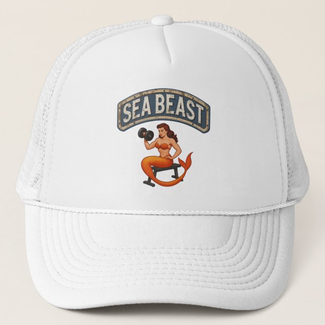 Sea Beast Gym Mermaid | Retro Pin-Up Activewear  Keps (Framsida)