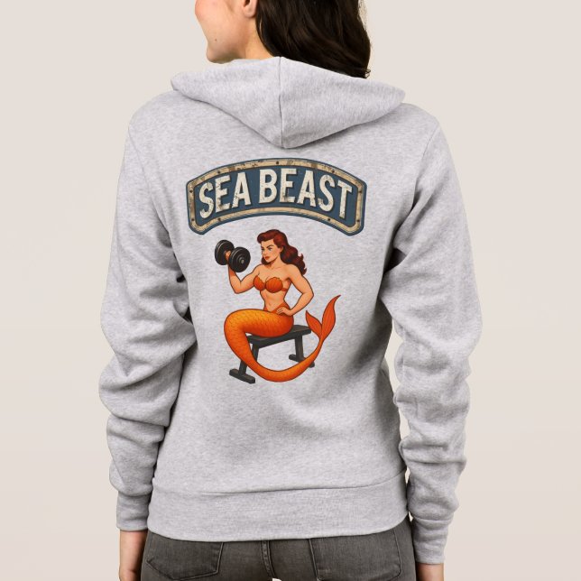 Sea Beast Gym Mermaid | Retro Pin-Up Activewear  T Shirt (Baksida)