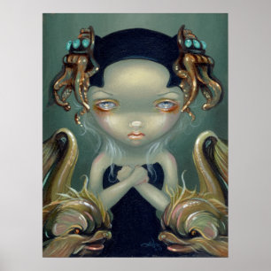 Sea Beasties I ART PRINT lowbrow sea monster goth Poster