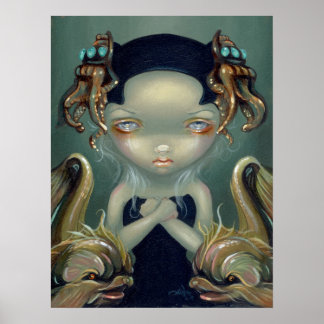 Sea Beasties I ART PRINT lowbrow sea monster goth Poster