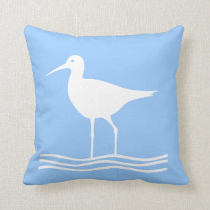 SEA BIRD. VITE på blå kuddar