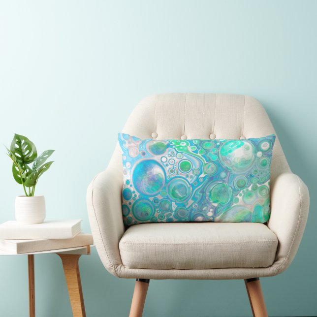 Sea Blue Abstrakt Bubbles Dekorativ kudde (Stol)