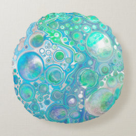 Sea Blue Abstrakt Bubbles Dekorativ kudde