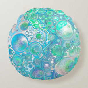 Sea Blue Abstrakt Bubbles Dekorativ kudde