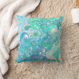 Sea Blue Abstrakt Bubbles Kudde