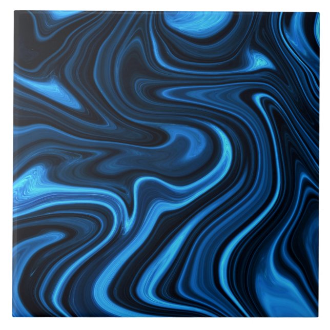 Sea Blue Abstrakt Fluid Kakelplatta (Framsidan)