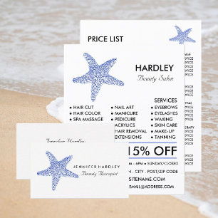 Sea Blue Beach Starfish, Beautician, Beauty Salon Visitkort
