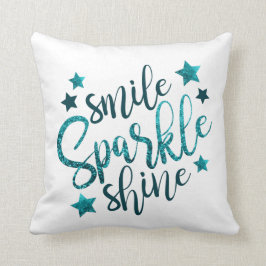 Sea Blue Faux Gnistra Pillow för henne Kudde