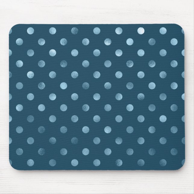 Sea Blue Metallic Faux Foil Polka Dot Aqua Dots Musmatta (Framsidan)