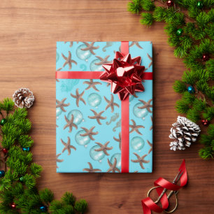 Sea Blue Starfish Mönster jul Papper Presentpapper