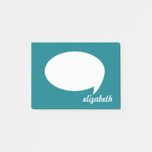 Sea Blue Talk Bubble Personlig Namn Post-it Block
