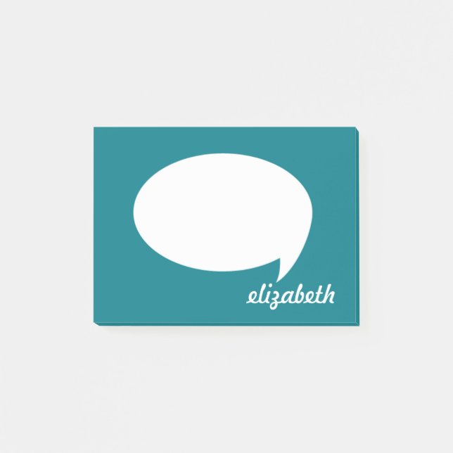 Sea Blue Talk Bubble Personlig Namn Post-it Block (Framsida)