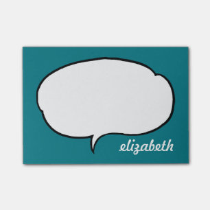 Sea Blue Talk Bubble Personlig Namn Post-it Block