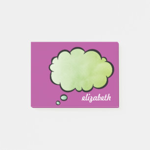 Sea Blue Talk Bubble Personlig Namn Post-it Block