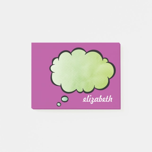 Sea Blue Talk Bubble Personlig Namn Post-it Block (Framsida)