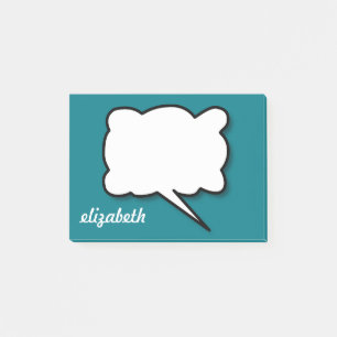 Sea Blue Talk Bubble Personlig Namn Post-it Block