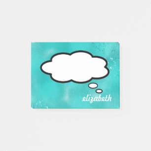 Sea Blue Talk Bubble Personlig Namn Post-it Block
