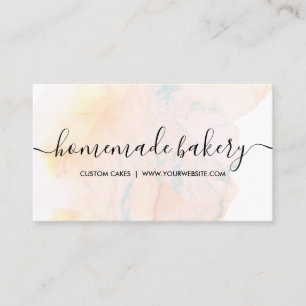 Sea Blue Teal Cream Simple Ombre Loyalty Bakery Visitkort