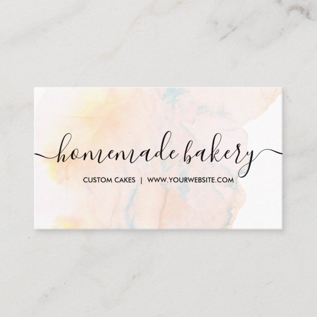 Sea Blue Teal Cream Simple Ombre Loyalty Bakery Visitkort (Framsida)