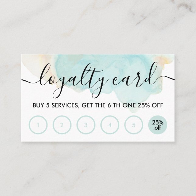 Sea Blue Teal Simple Ombre Loyalty Bakery Visitkort (Framsida)
