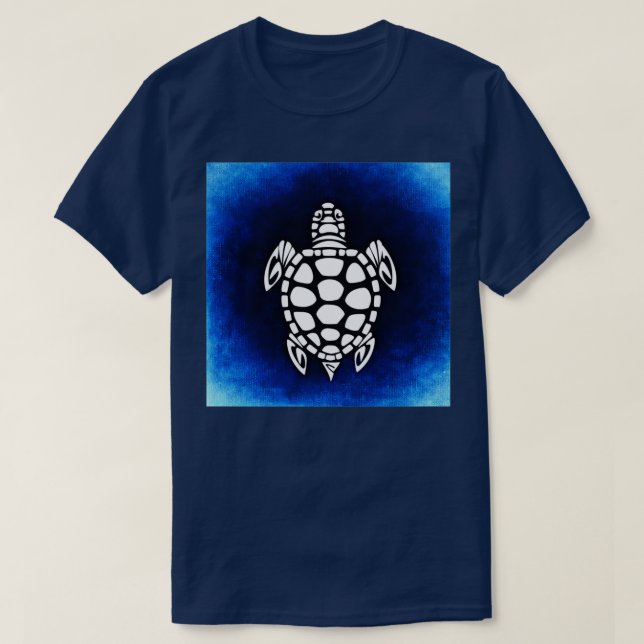 Sea Blue Turtle Abstrakt T Shirt (Design framsida)