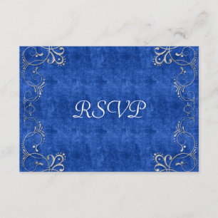 Sea Blue & White Velvet Deco Diamond Bröllop OSA Kort