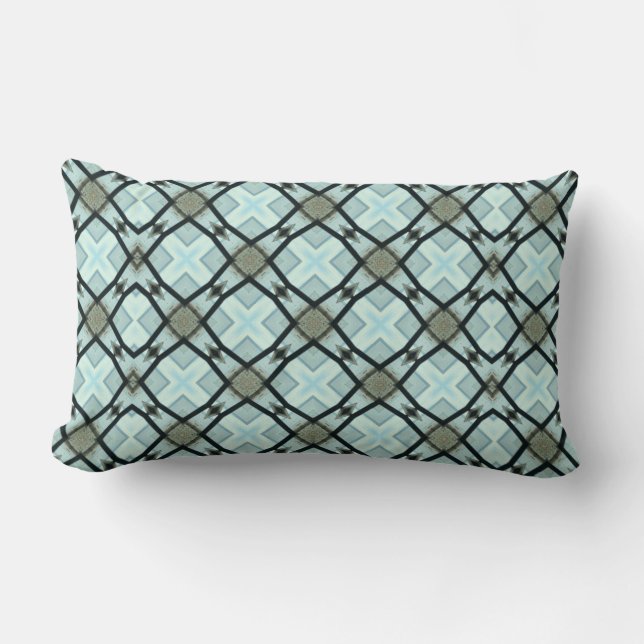 Sea Blues Large Mönster Lumbar Pillow Lumbarkudde (Framsida)