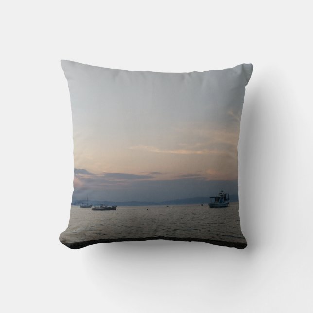 Sea Boats Throw Cushion Sunset Thassos Kudde (Framsida)