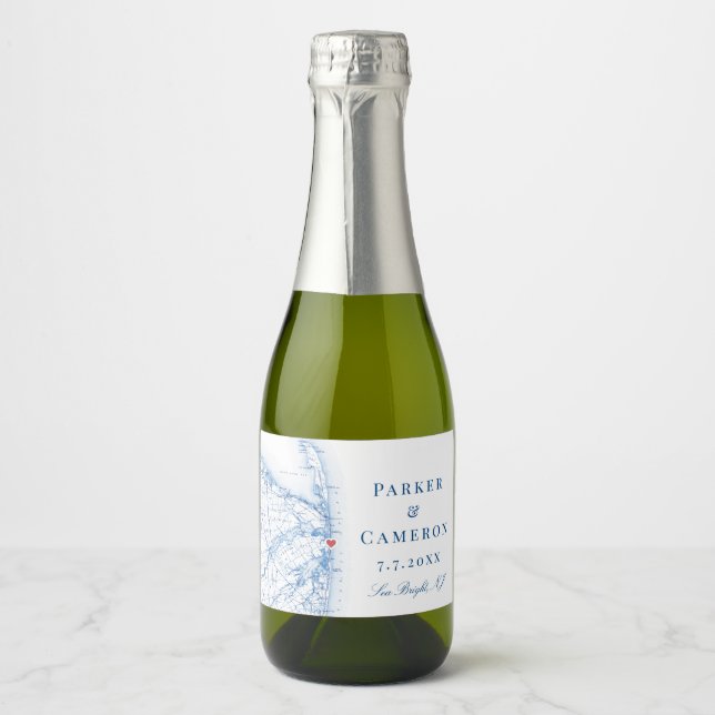 Sea Bright New jersey Karta Bröllop Champagne Mini (Framsida)