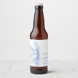 Sea Bright New jersey Karta Elegant bröllop Ölflaska Etikett