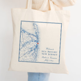 Sea Bright New Jersey Karta Elegant Bröllops Hälsn Tygkasse