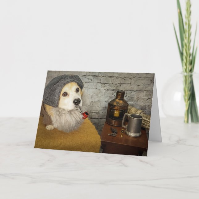 Sea Chanty Corgi-födelsedag Kort (Framsida)