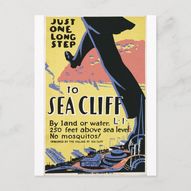 Sea Cliff New York Annons Poster Vykort (Framsida)