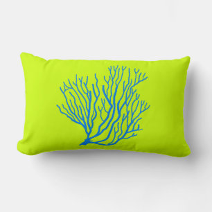 Sea Coral Lime Green och Blue Dekorativ kudde