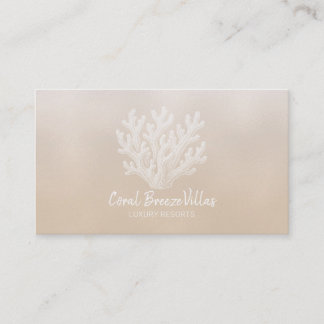 Sea Coral Silhouette | Lt Sand Pearl Business Card Visitkort