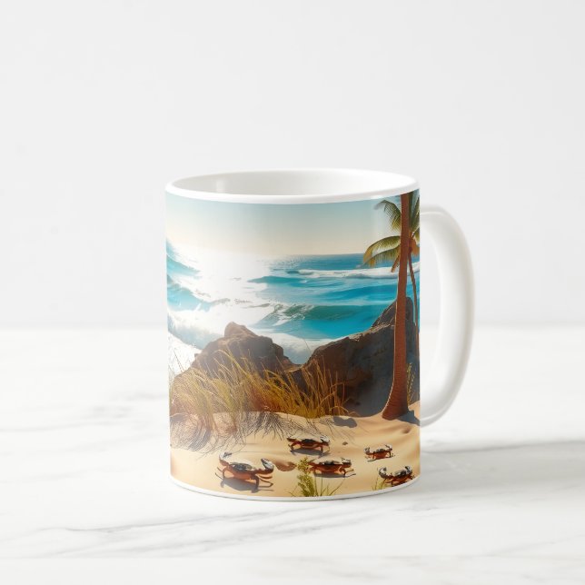 Sea  Crabs on Tropical Beach – Serene Ocea Kaffemugg (Framsida höger)