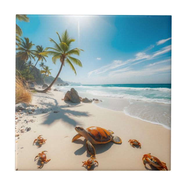 Sea  Crabs on Tropical Beach – Serene Ocea Kakelplatta (Framsidan)