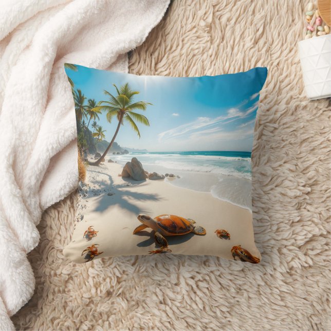 Sea  Crabs on Tropical Beach – Serene Ocea Kudde (Filt)
