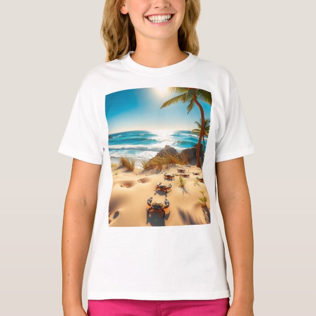 Sea  Crabs on Tropical Beach – Serene Ocea T Shirt (Framsida)