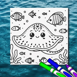Sea Creatray Stingray | Färgsida för barn Kort