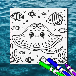 Sea Creatray Stingray Färgsida för barn Kort