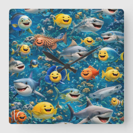 Sea creature wall clock fyrkantig klocka