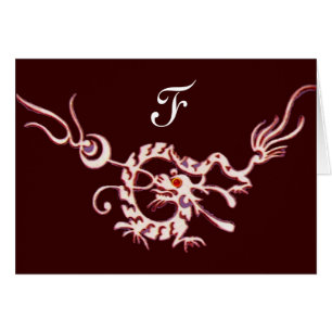 SEA DRAGON 2 MONOGRAM, röd svart Hälsningskort