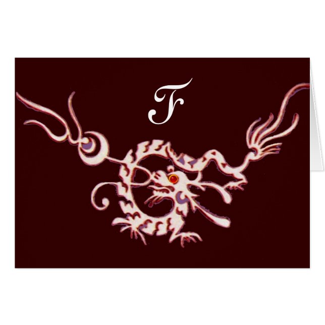 SEA DRAGON 2 MONOGRAM, röd svart Hälsningskort (Framsidan Horizontal)