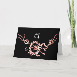 SEA DRAGON 2 MONOGRAM, röd svart, vit Anteckningskort