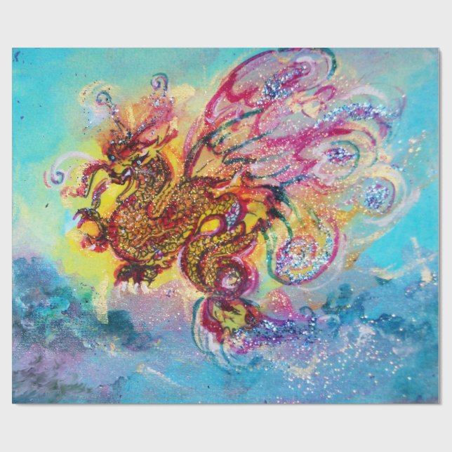 SEA DRAGON Aqua Blue Fantasy Presentpapper (Platt)