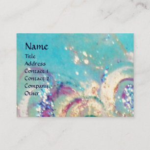 SEA DRAGON,aqua blue,white, gult rosa lila Visitkort