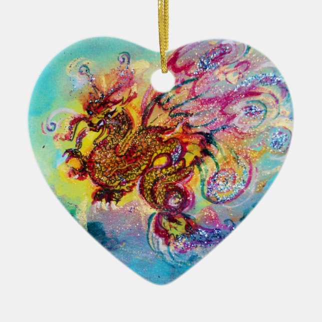 SEA DRAGON Heart Julgransprydnad Keramik (Framsidan)