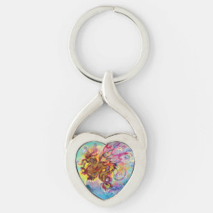 SEA DRAGON Heart Twisted Heart Silverfärgad Nyckelring