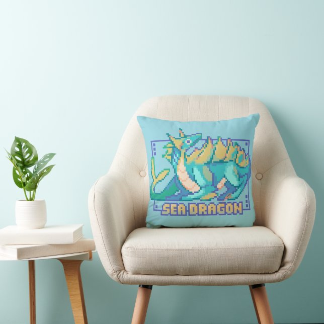 Sea Dragon, Pixel Art, pixelart Kudde (Stol)